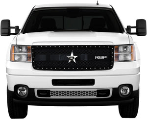 RBP RX-3 Series Studded Frame 1pc. Grille 11-14 GMC Sierra 2500HD / 3500 (Except Denali) - Black