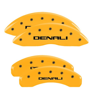 MGP 4 Caliper Covers Engraved Front & Rear Denali Yellow Finish Black Char 2009 GMC Savana 1500