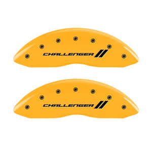 MGP 4 Caliper Covers Engraved F & R Stripes/Challenger Yellow Finish Black Char 2006 Dodge Charger