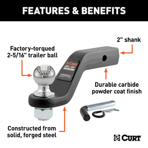 Curt Loaded Forged Ball Mount w/2-5/16in Ball (2in Shank 15000lbs 4in Drop)