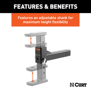 Curt Adjustable Ball Mount (2in Shank 1in Ball Hole)