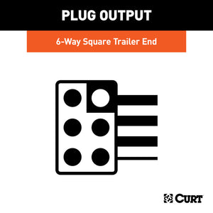 Curt 6-Way Square Connector Plug w/12in Wires (Trailer Side Packaged)