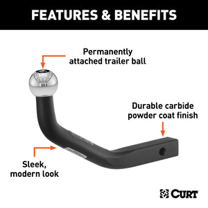 Curt Euro Mount (1-7/8in Ball 1-1/4in Shank 3500lbs 5-1/8in High 9-3/4in Long)