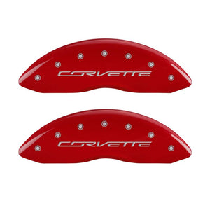 MGP 4 Caliper Covers Engraved Front & Rear C7/Corvette Red finish silver ch