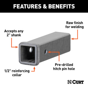 Curt 9in Raw Steel Receiver Tubing (2in Receiver)