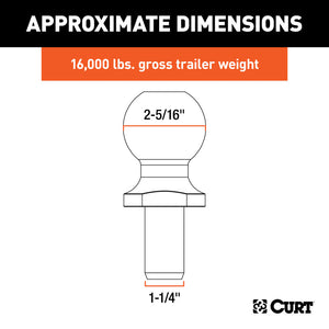 Curt Replacement 2-5/16in Pintle Ball (16000lbs 1-1/4in Shank)