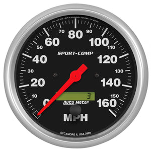 Autometer Sport-Comp 5 inch 160 MPH Electronic Speedometer Gauge w/LCD Odometer