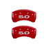 MGP Rear set 2 Caliper Covers Engraved Rear 50 Red finish silver ch