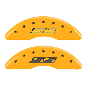 MGP 4 Caliper Covers Engraved Front & Rear Gen 5/SS Yellow finish black ch