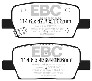 EBC 2016+ Cadillac CT6 2.0L Turbo Redstuff Rear Brake Pads