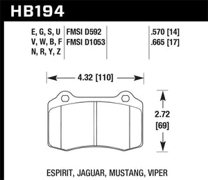 Hawk 2010 Camaro SS HT-10 Race Rear Brake Pads