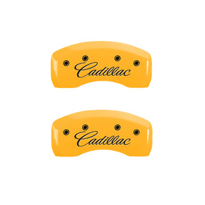 MGP 4 Caliper Covers Engraved F & R Cursive/Cadillac Yellow Finish Black Char 2004 Cadillac CTS