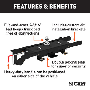 Curt 09-10 Ram 1500 Double Lock Gooseneck Hitch Kit w/Installation Brackets