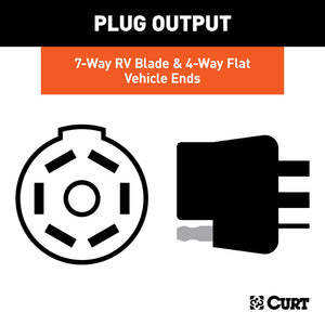 Curt Dual-Output 7 & 4-Way Connector w/Backup Alarm (Plugs into USCAR)