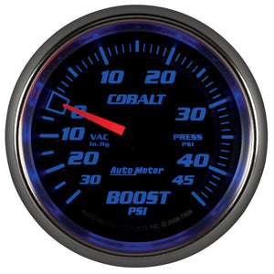 AutoMeter Gauge Vac/Boost 2-5/8in. 30Inhg-45PSI Mechanical Cobalt