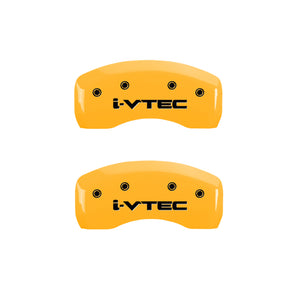 MGP 4 Caliper Covers Engraved Front & Rear I-Vtec Yellow Finish Black Char 2005 Honda Accord