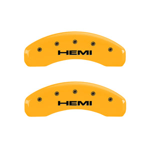 MGP 4 Caliper Covers Engraved Front & Rear Hemi Yellow Finish Black Char 2006 Jeep Commander