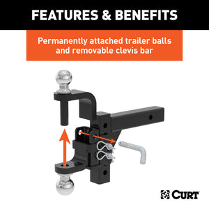 Curt Adjustable Multipurpose Ball Mount (2in Shank 2in & 2-5/16in Balls)