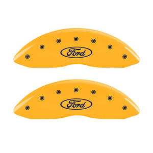 MGP 4 Caliper Covers Engraved F & R Ford Logo Yellow Finish Black Char 2006 Ford F-350 Super Duty