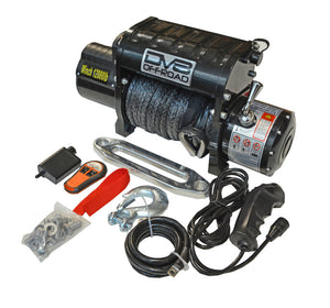 DV8 Offroad 12000 LB Winch w/ Synthetic Line & Wireless Remote - Black