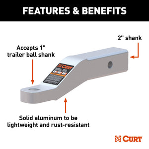 Curt Class 3 Aluminum Ball Mount (2in Shank 8000lbs 2in Drop 8-1/2in Long)