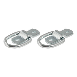 Curt 1in x 1-1/4in Surface-Mounted Tie-Down D-Rings (1200lbs Clear Zinc 2-Pack)