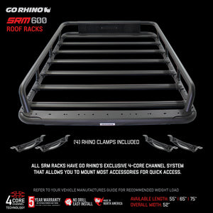 Go Rhino SRM 600 Basket Style Roof Rack 55in. - Tex. Blk