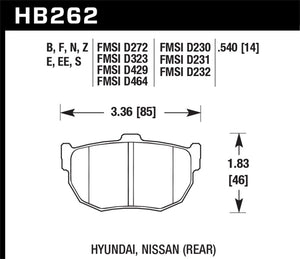 Hawk 89-97 Nissan 240SX HT-10 Race Rear Brake Pads