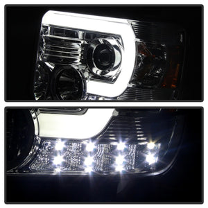 Spyder GMC Sierra 14-16 Projector Headlights Light Bar DRL Chrome PRO-YD-GS14-LBDRL-C