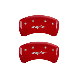 MGP 4 Caliper Covers Engraved Front & Rear RT1-Truck Red finish silver ch