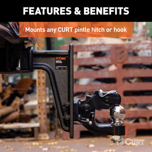 Curt Adjustable Pintle Mount (2-1/2in Shank 20000lbs 12-1/2in High 10-3/4in Long)
