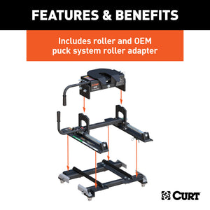 Curt E16 5th Wheel Hitch w/Roller and GM Puck System Adapter