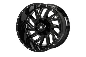 RBP 65R Glock 22x12 8x165.1 BP / 4.75 BS / -44mm Offset 117mm CB Gloss Black Machined Grooves Wheel