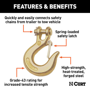 Curt 1/4in Safety Latch Clevis Hook (7800lbs)