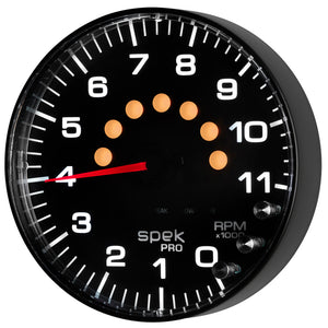 Autometer Spek-Pro Gauge Tachometer 5in 11K Rpm W/Shift Light & Peak Mem Black/Black