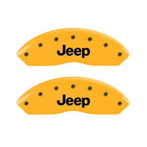 MGP 4 Caliper Covers Engraved Front & Rear JEEP Yellow finish black ch