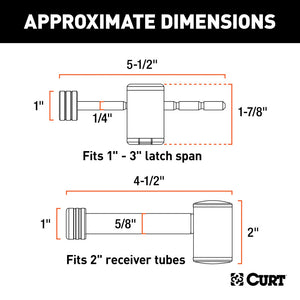 Curt Right-Angle Hitch & Coupler Lock Set (2in Receiver 1in to 3in Latch)