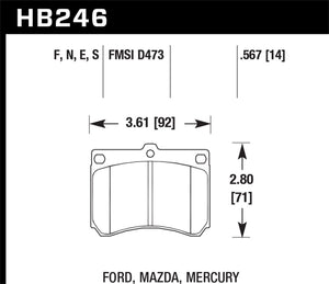 Hawk 14mm Blue 9012 Race Brake Pads