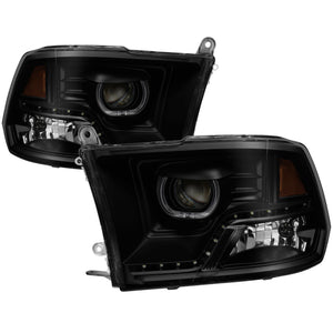 xTune Dodge Ram 2009-2014 Halo LED Projector Headlights - Black Smoke PRO-JH-DR09-CFB-BSM