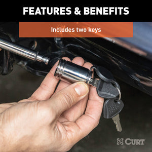 Curt 1/2in Hitch Lock (1-1/4in Receiver Barbell Chrome)