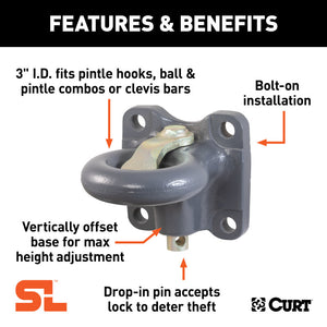 Curt SecureLatch Flush-Mount Lunette Ring (60000lbs 2-1/2in I.D.)