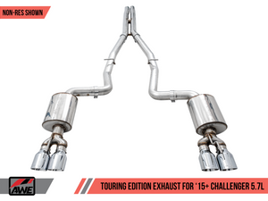 AWE Tuning 2017+ Challenger 5.7L Touring Edition Exhaust - Non-Resonated - Chrome Silver Quad Tips