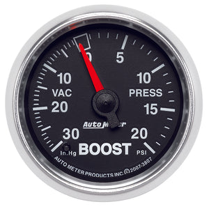 Autometer GS 52mm 30 in Hg/20 psi Mechanical Vacuum/Boost Gauge