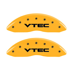 MGP 4 Caliper Covers Engraved Front & Rear Vtech Yellow finish black ch