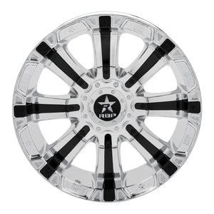 RBP 94R 20x10 8x165.1 BP / 5 BS -12mm Offset 117mm CB (Hub Centric) Chrome w/Black Inserts Wheel