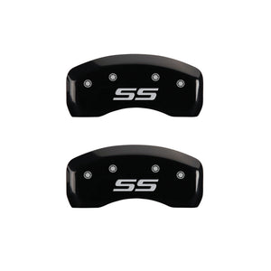 MGP 4 Caliper Covers Engraved Front & Rear Monte Carlo style/SS Black finish silver ch