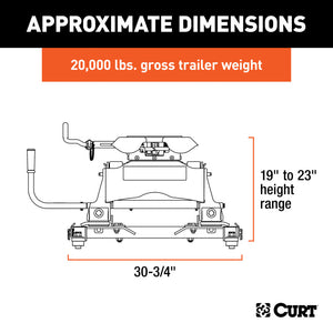 Curt Q20 5th Wheel Hitch w/Roller and GM Puck System Adapter