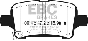 EBC 2016+ Chevrolet Malibu 1.5L Turbo (Elec PB) Greenstuff Rear Brake Pads