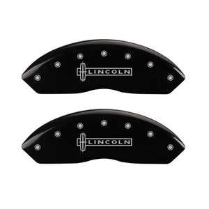 MGP 4 Caliper Covers Engraved Front Lincoln Engraved Rear Star logo Black finish silver ch