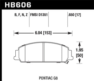 Hawk 2012 Chevrolet Caprice 3.6 HPS 5.0 Front Brake Pads